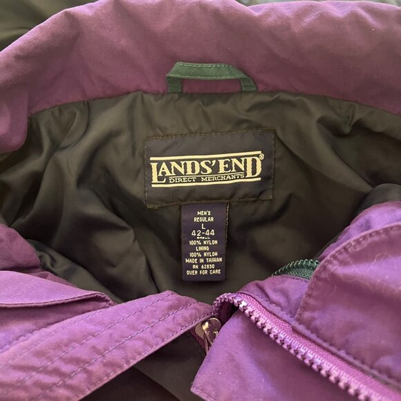 Lands End 90s Vintage Retro Utility Chore Barn Jacket Purple Teal Blue Large - Picture 4 of 8